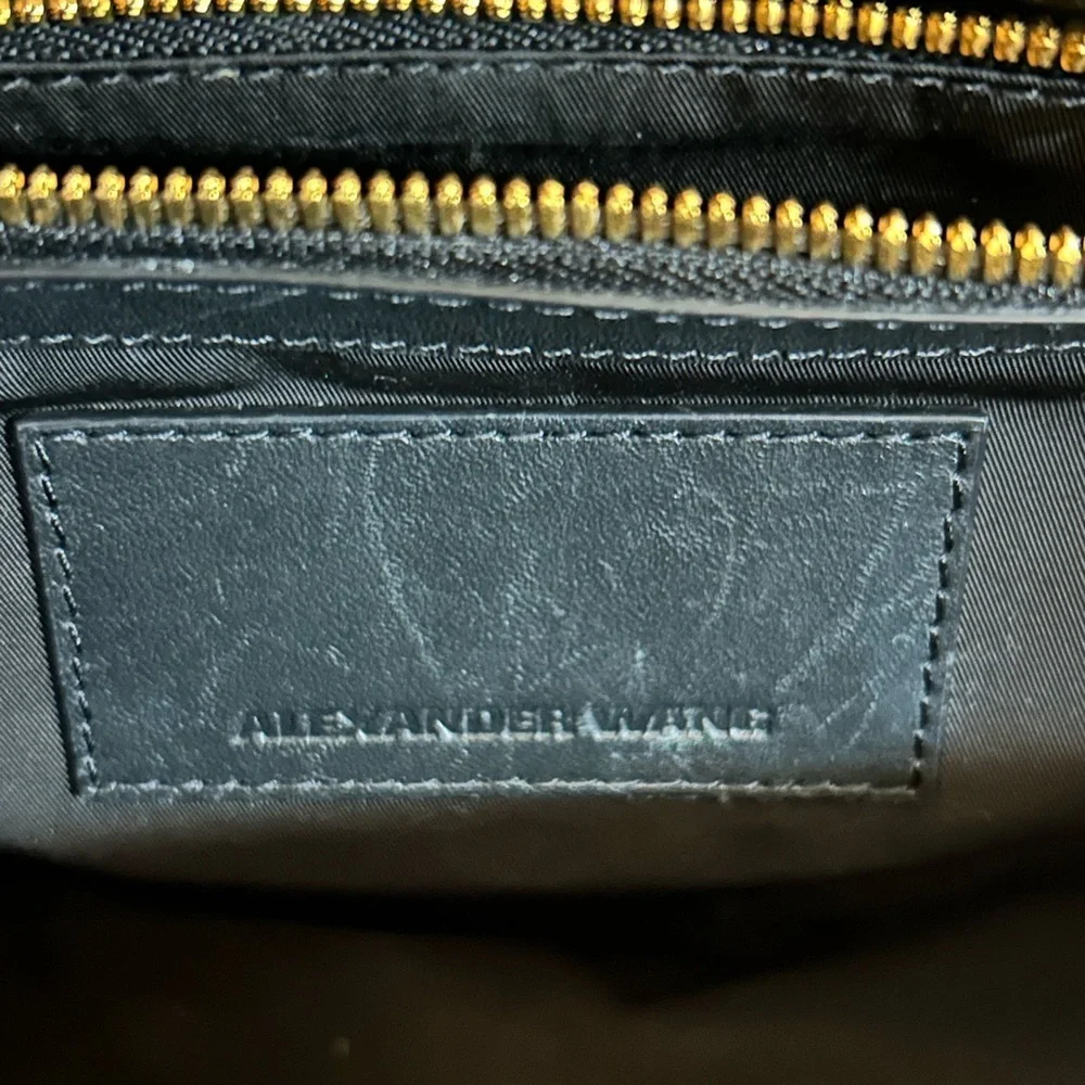 Alexander Wang Black Leather Structured Satchel Top Handle Crossbody Work Bag